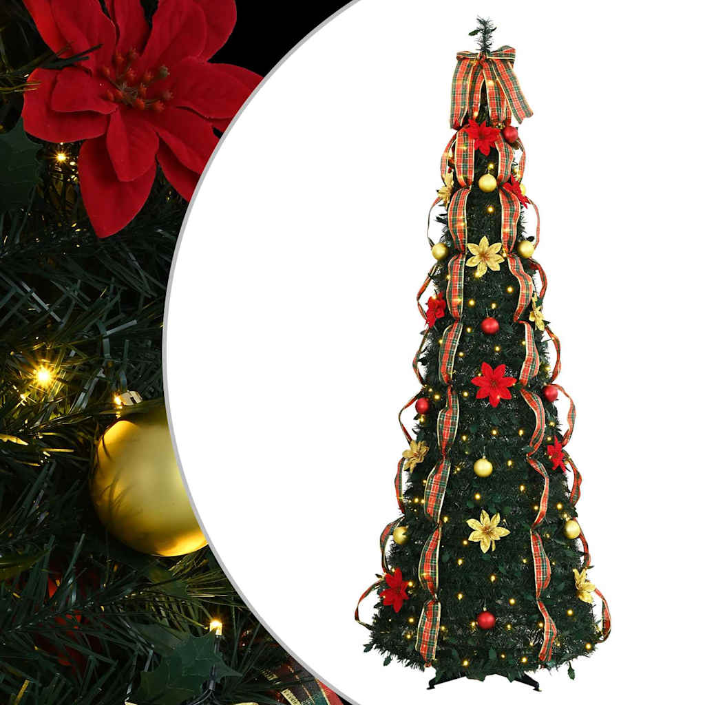 Vidaxl kunstkerstboom met 200 led met standaard groen 215 cm pvc