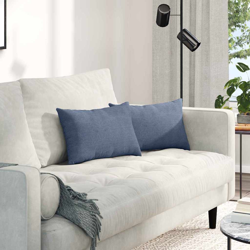 Vidaxl sofa kussens 2 stuks blauw 50 x 30 cm cordstof