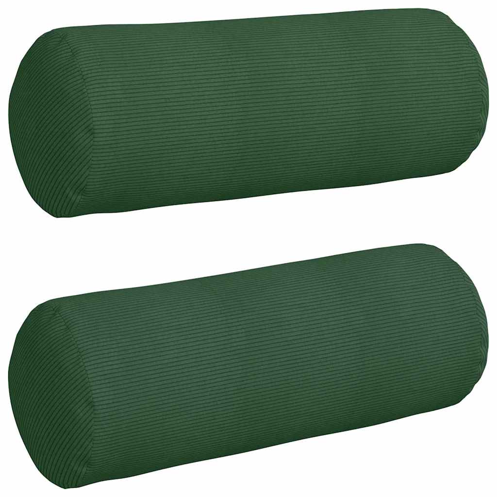 Vidaxl bolster kussens 2 stuks donkergroen ø 25 x 70 cm cordstof
