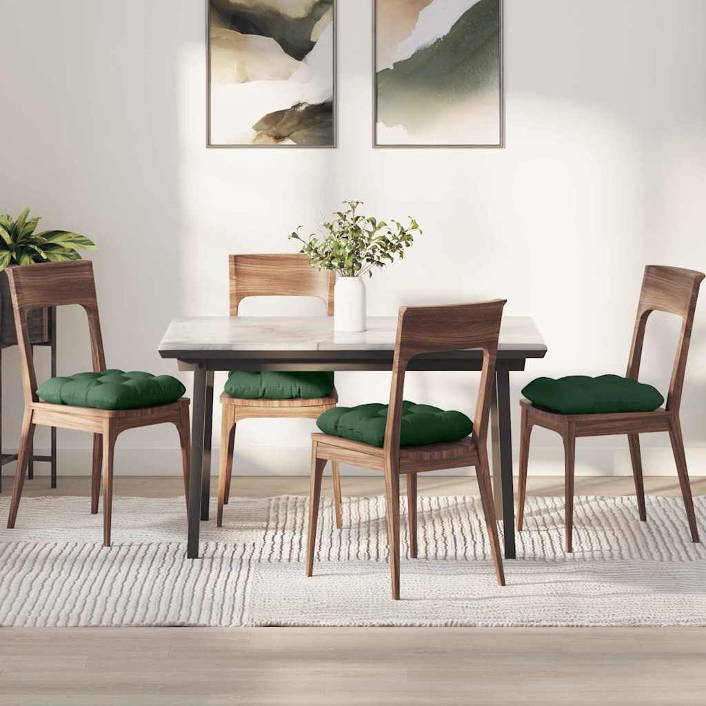 Vidaxl zitkussens 4 pcs donkergroen 45 x 45 cm katoen stof