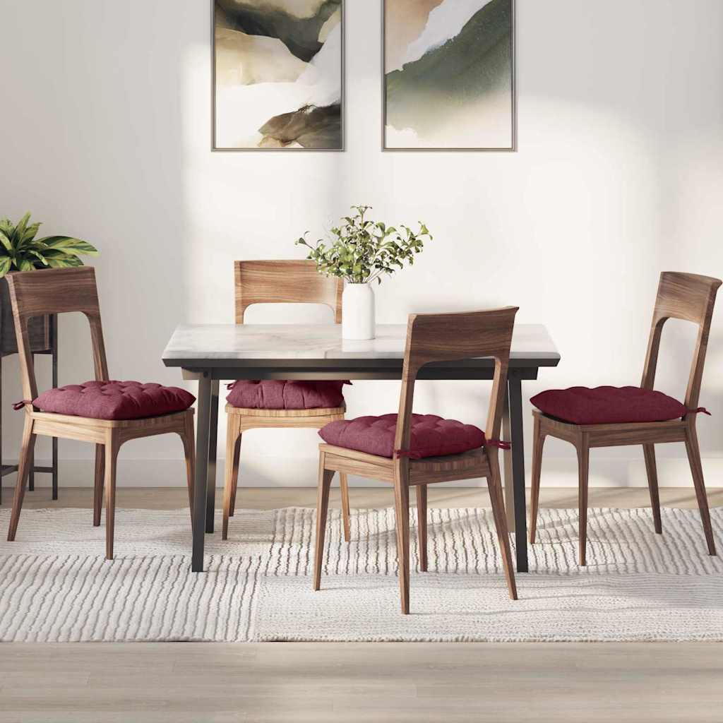 Vidaxl zitkussens 4 pcs wijnrood 40 x 40 x 6 cm stof