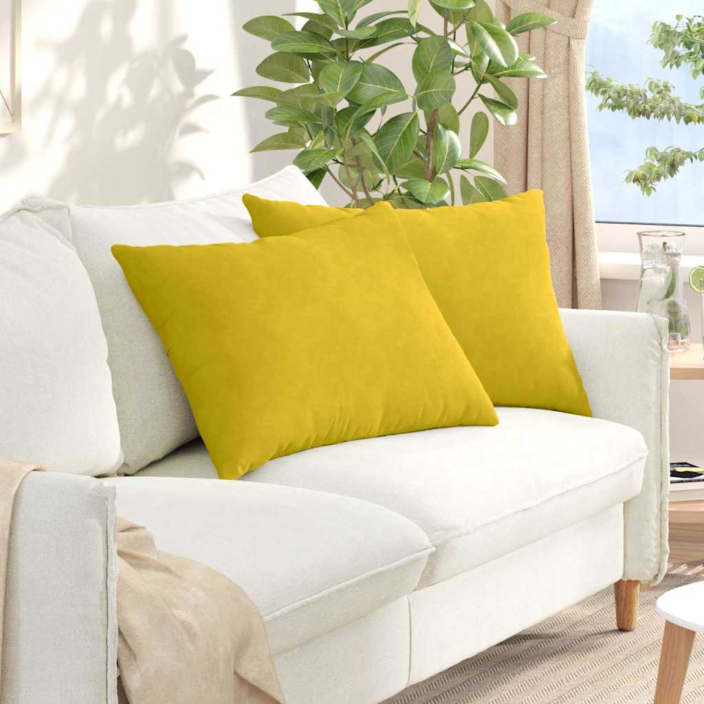 Vidaxl sofa kussens 2 stuks geel 70 x 50 cm cordstof