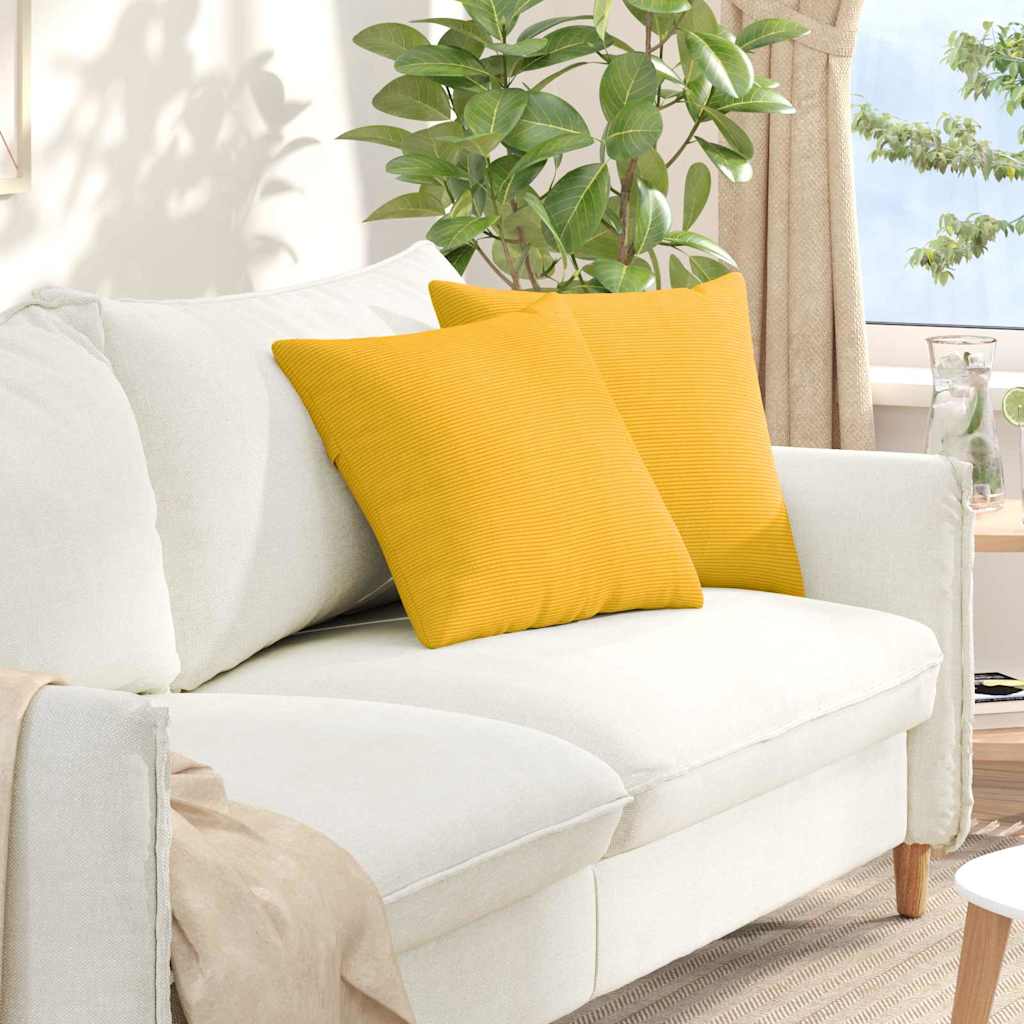 Vidaxl sofa kussens 2 stuks lichtgeel 45 x 45 cm cordstof