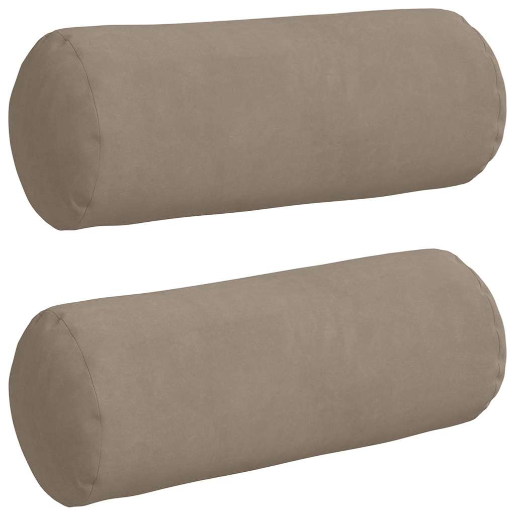 Vidaxl bolster kussens 2 stuks taupe ø 15 x 40 cm microvezel stof
