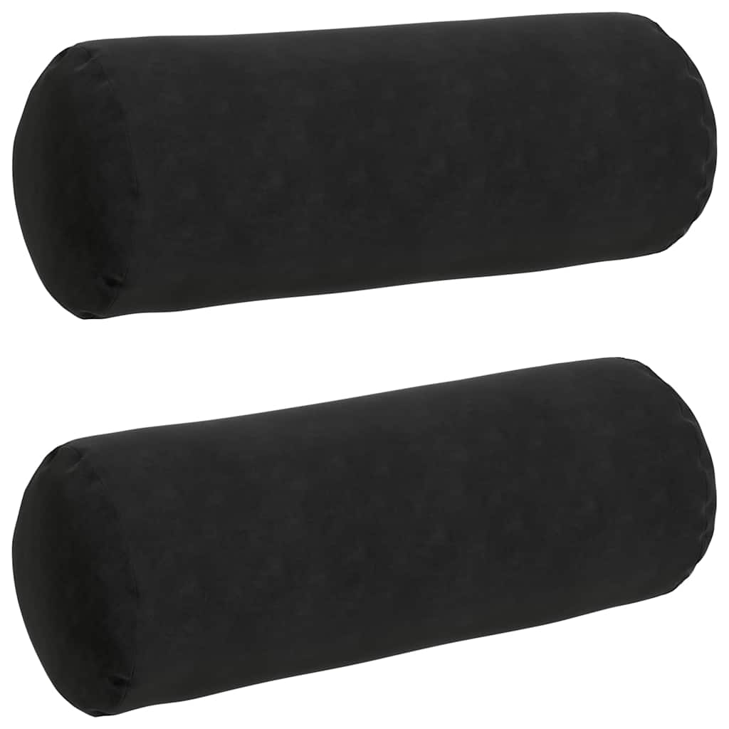 Vidaxl bolster kussens 2 stuks zwart ø 25 x 70 cm cordstof