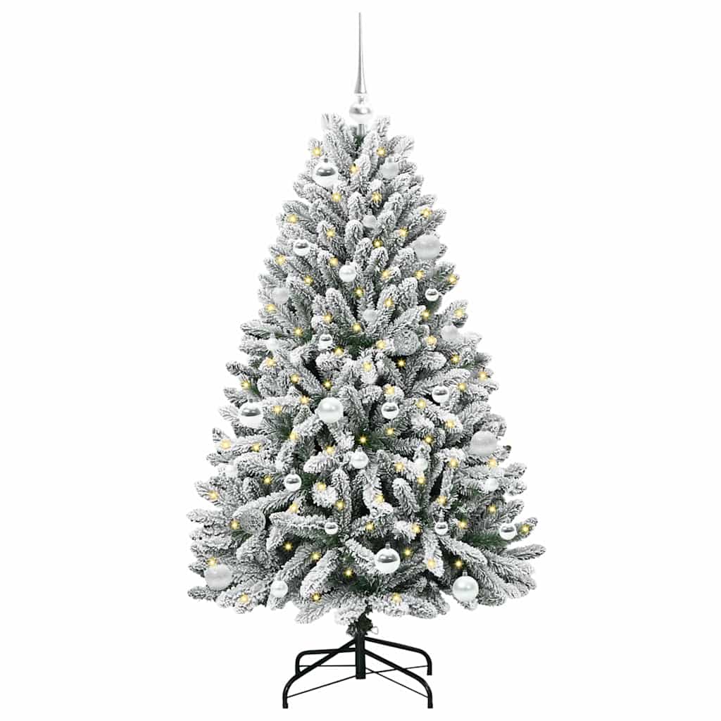 Vidaxl kunstkerstboom met 150 led groen en wit 150 cm pvc en metaal