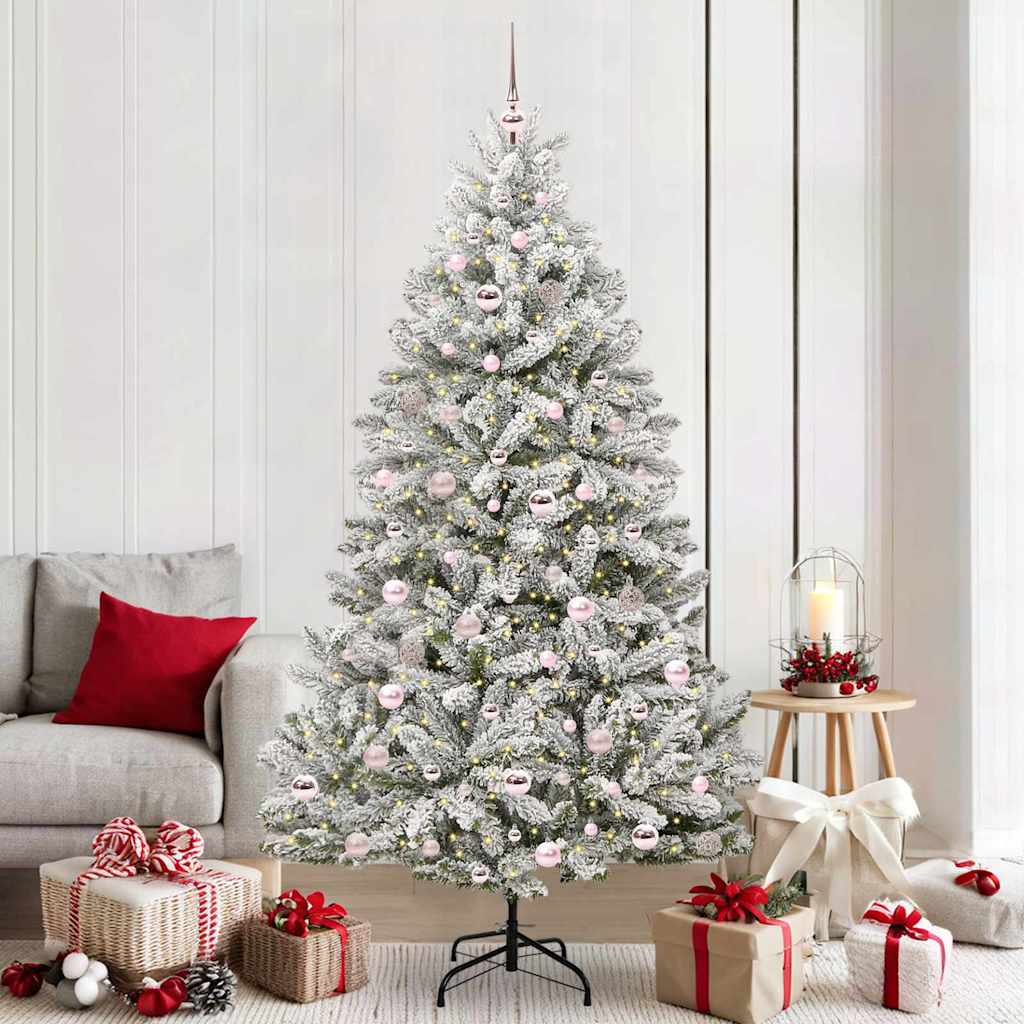 Vidaxl kunstkerstboom met 300 led groen en wit 210 cm pvc en metaal