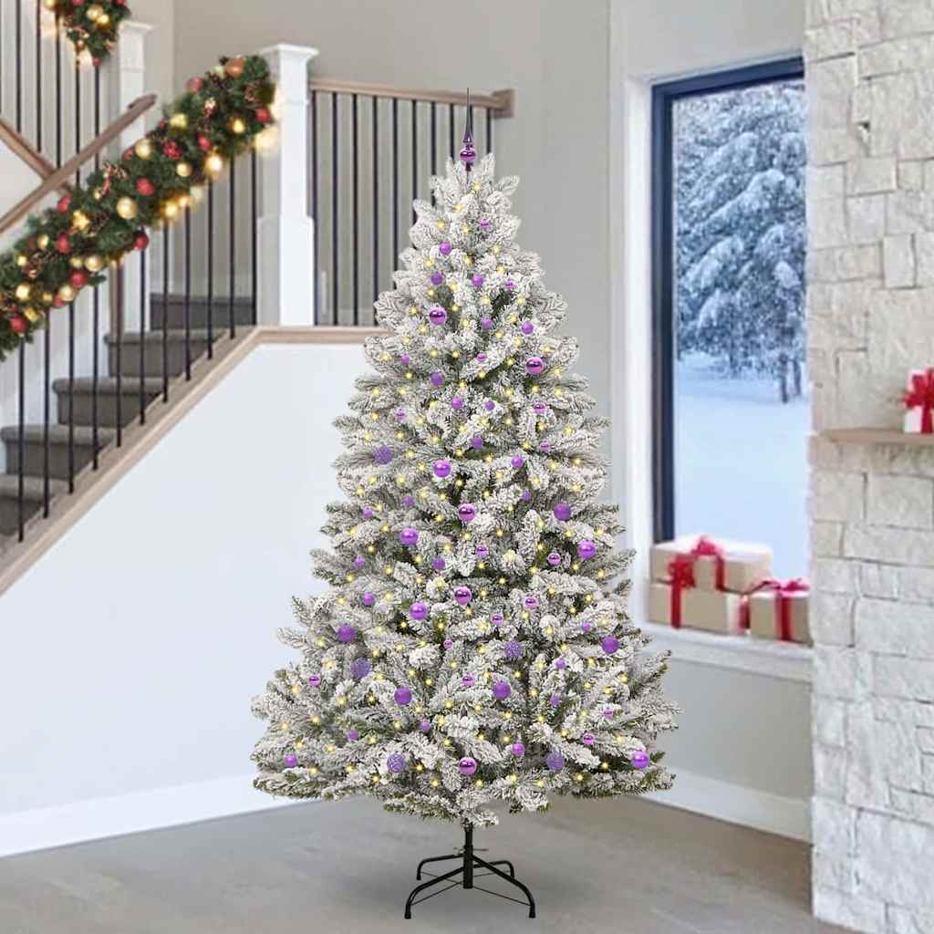 Vidaxl kunstkerstboom met 300 led groen en wit 240 cm pvc en metaal
