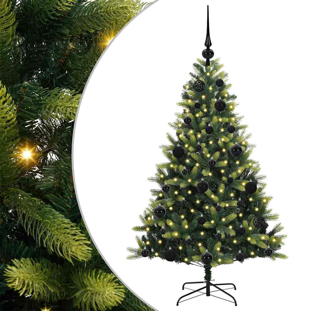 Vidaxl kunstkerstboom met scharnier 150 leds groen 120 cm pvc en pe
