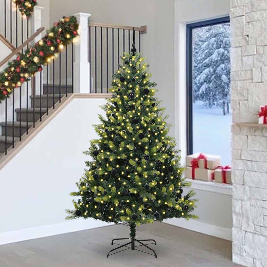 Vidaxl kunstkerstboom met scharnier 300 leds groen 240 cm pvc en pe