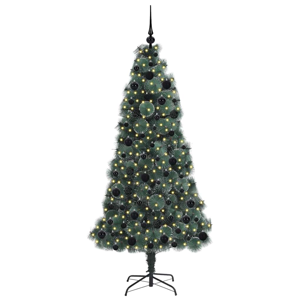 Vidaxl kunst kerstboom met verlichting en bal set groen 180 cm pet