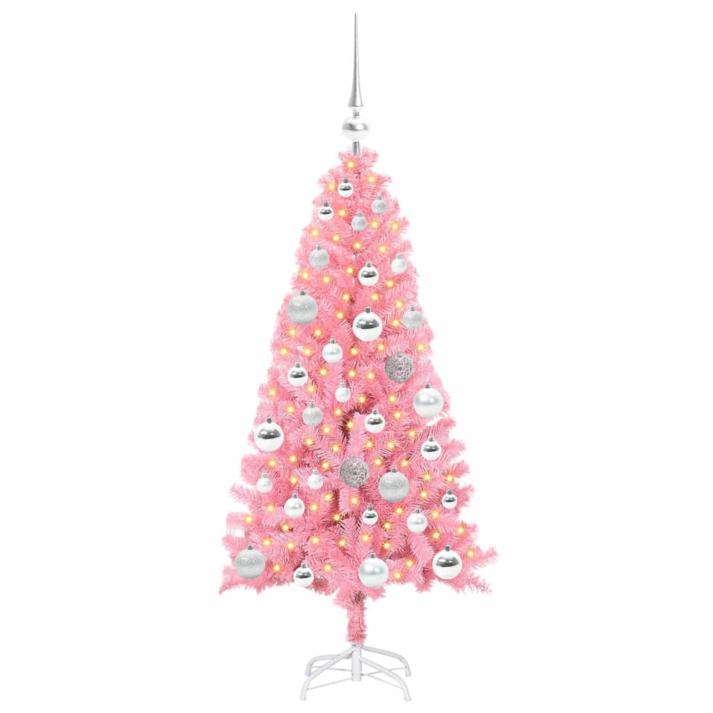 Vidaxl kerstboom met 150 led met standaard roze 120 cm pvc