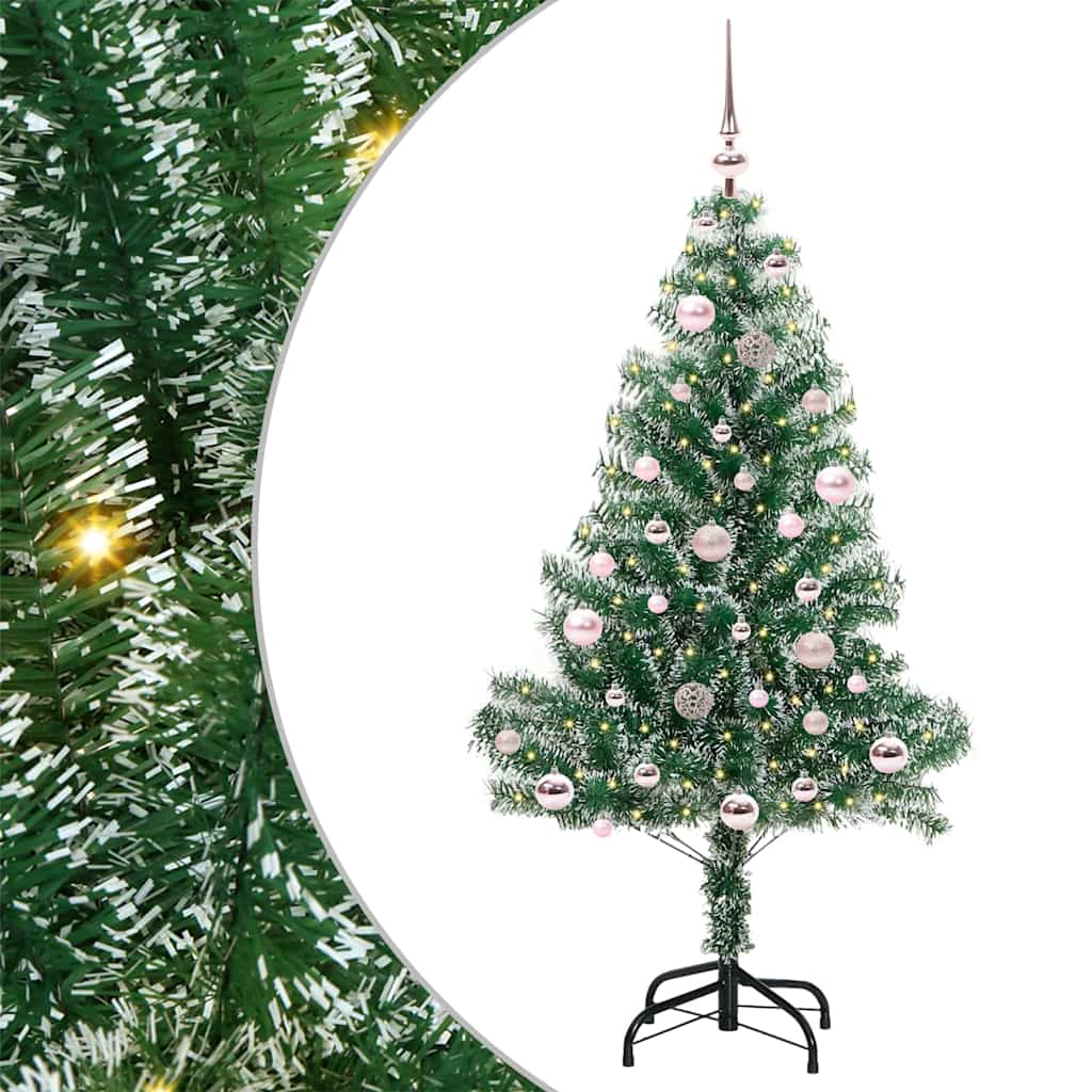 Vidaxl kunstmatige kerstboom sneeuw gevlochten met led licht 150 cm
