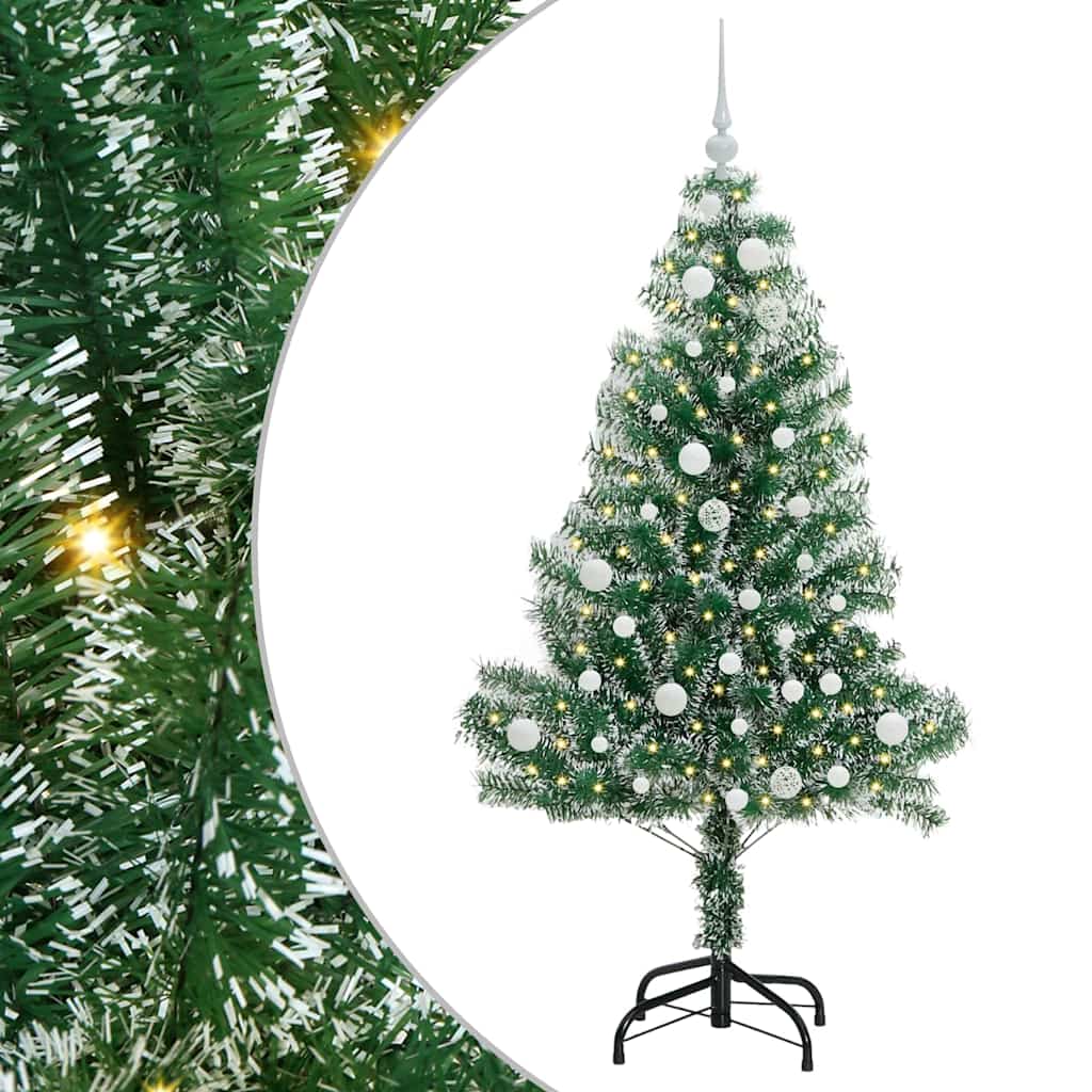 Vidaxl kunstmatige kerstboom sneeuw gevlochten met led licht 150 cm