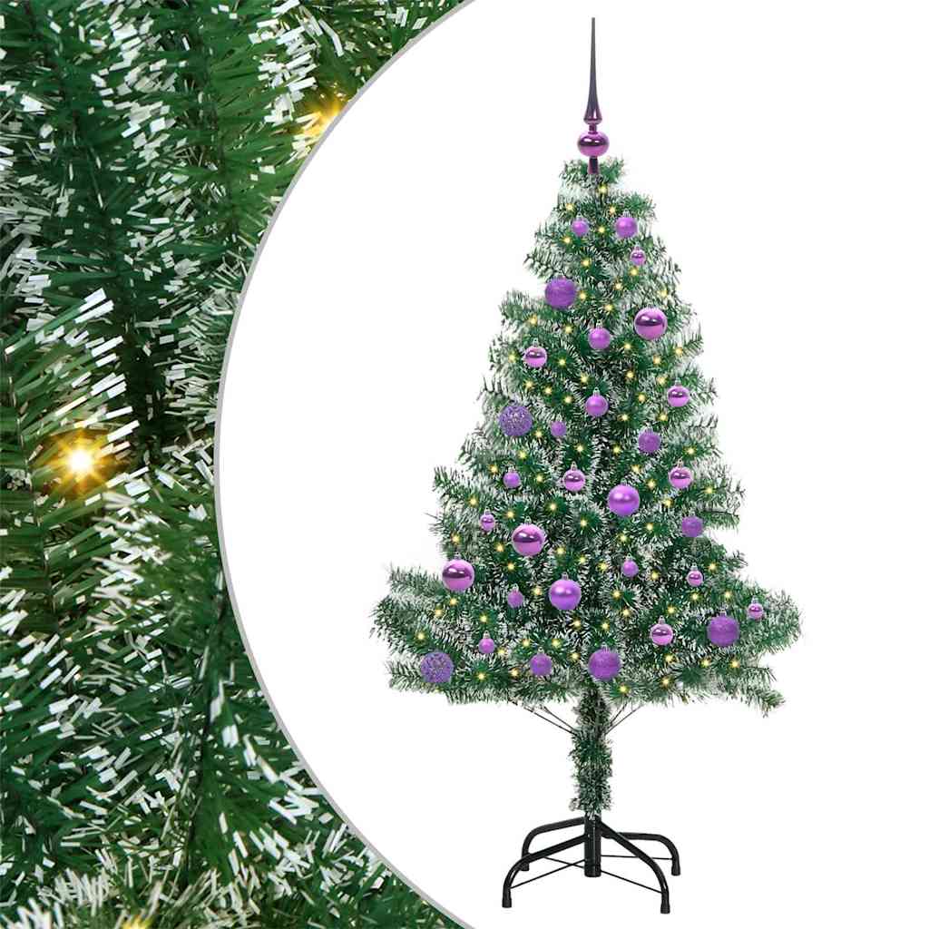 Vidaxl kunstmatige kerstboom sneeuw gevlochten met led licht 150 cm
