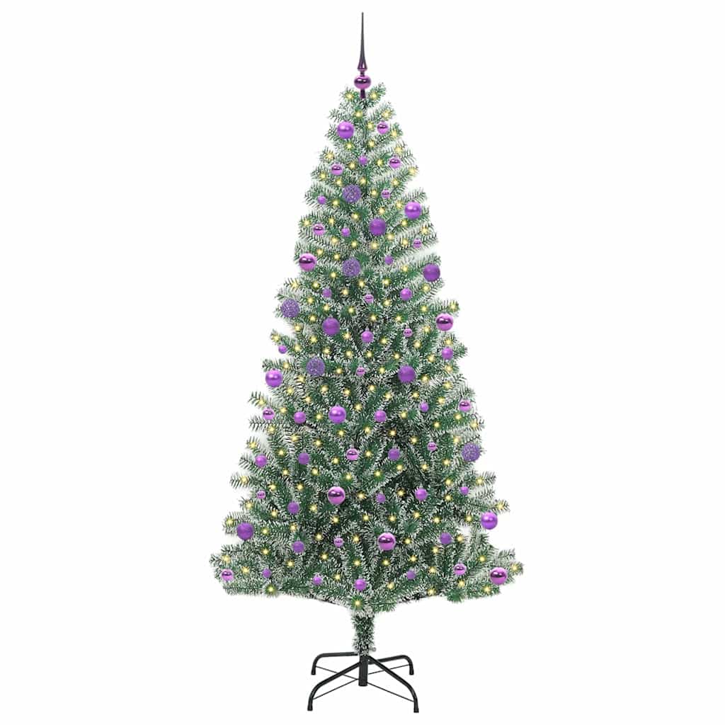 Vidaxl kunstmatige kerstboom sneeuw gevlochten met led licht 210 cm