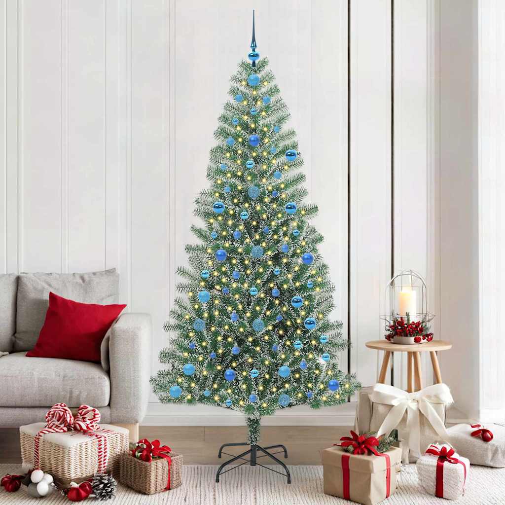 Vidaxl kunstmatige kerstboom sneeuw gevlochten met led licht 210 cm