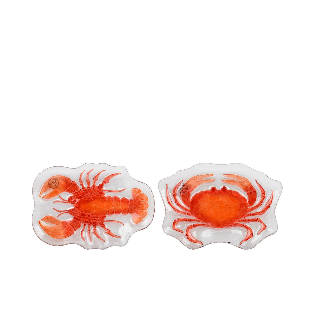 Decoris bord zeedier glas 17,5x26,5x2,5cm 2 assorti