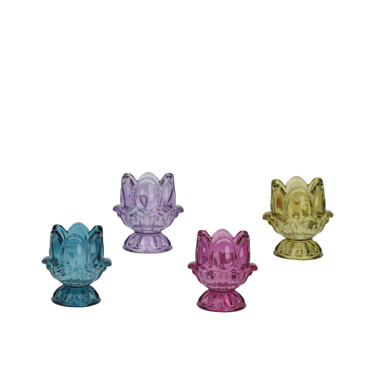 Decoris theelichthouder tulp glas ã˜7,7xh8,3cm 4 assorti