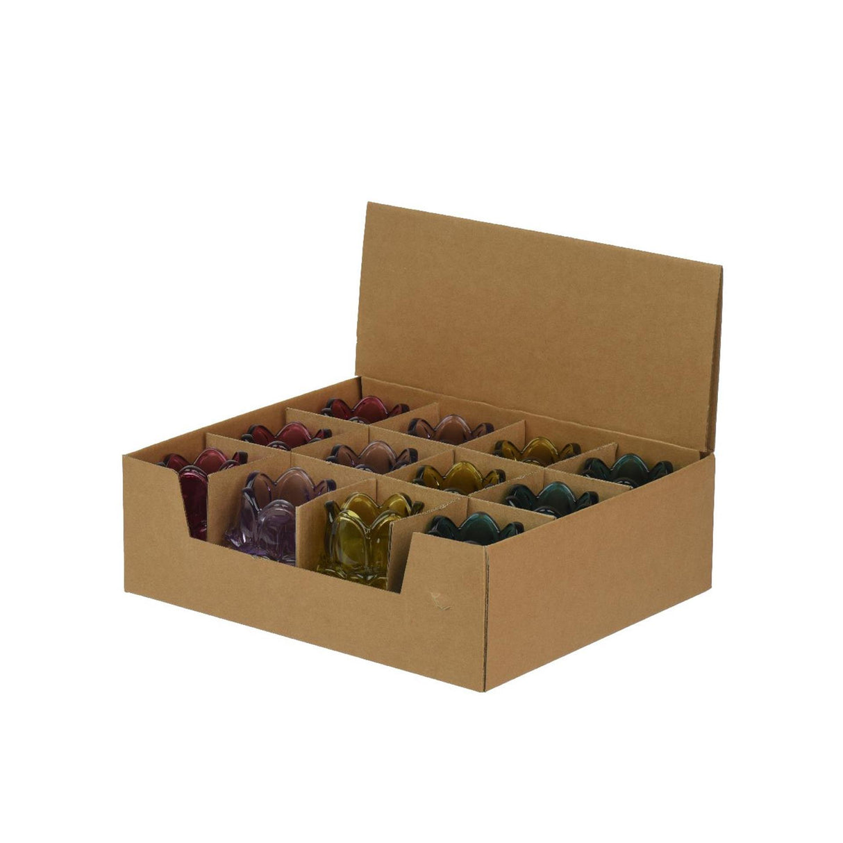 Decoris theelichthouder tulp glas ã˜7,7xh8,3cm 4 assorti