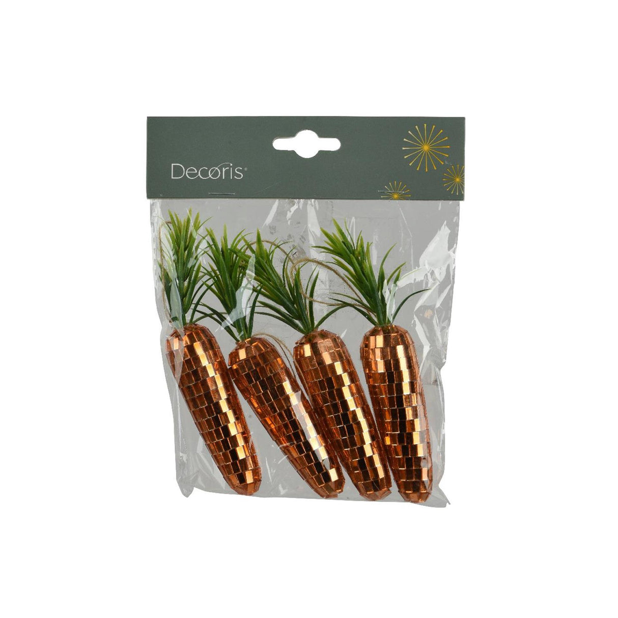 Decoris hängendes Deko-Karottenschaum-Set mit 4 Stück, 2,5 x 13 cm