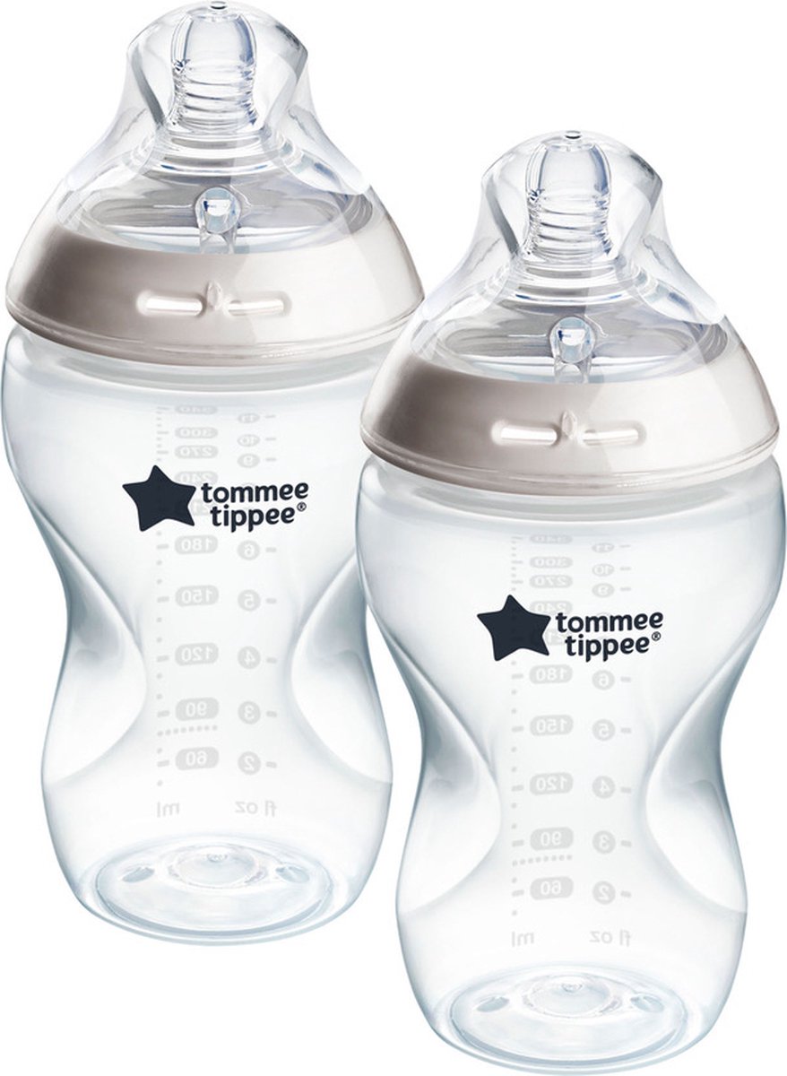 Tommee Tippee Natural Start Babyflaschen – Set mit 2 x 340 ml Babyflaschen – mittlere Fließgeschwindigkeit 3 m+