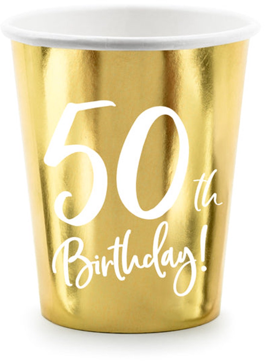 Partydeco 6 glänzende Tassen zum 50. Geburtstag 220 ml