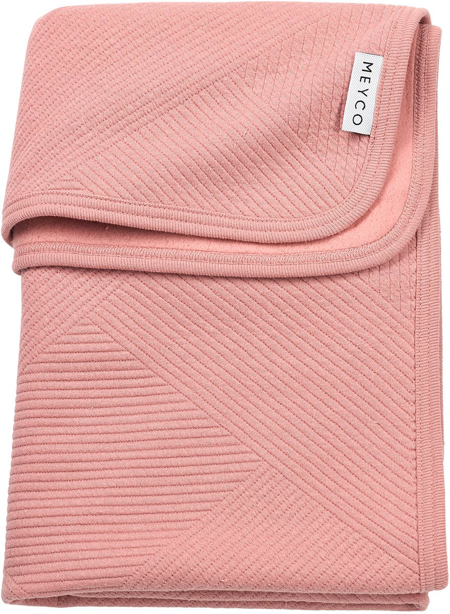 Meyco baby jacquard ledikant deken - flannel - rose - 100x150cm - 1.0 tog