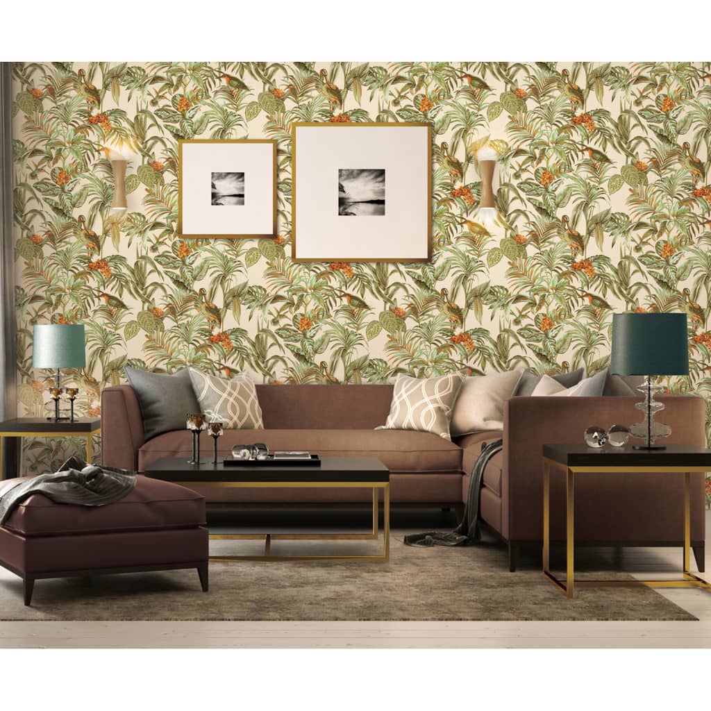 Dutch Wallcoverings Tapete Paradiesvogelgrün
