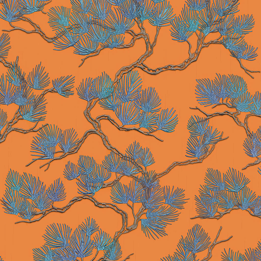 DUTCH WALLCOVERINGS DUTCH WALLCOVERINGS Tapete Kiefer blau und orange