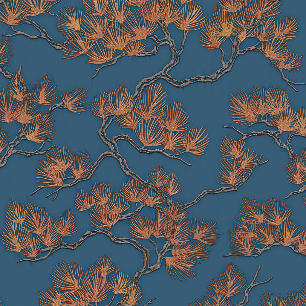 Dutch Wallcoverings Tapete Kiefer Gold und Blau