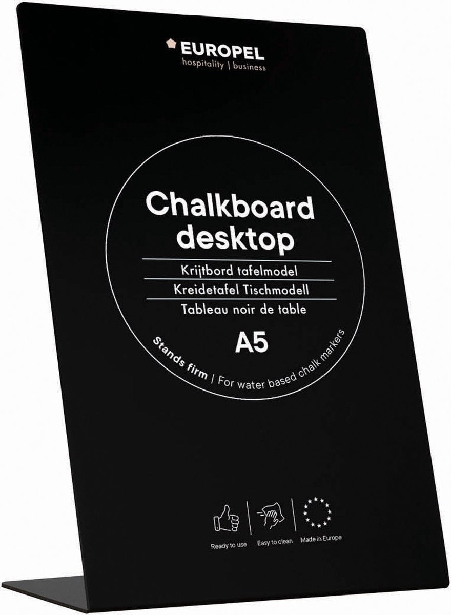 Europel krijtbord – l vorm - tafelmodel – a5 – zwart - hout