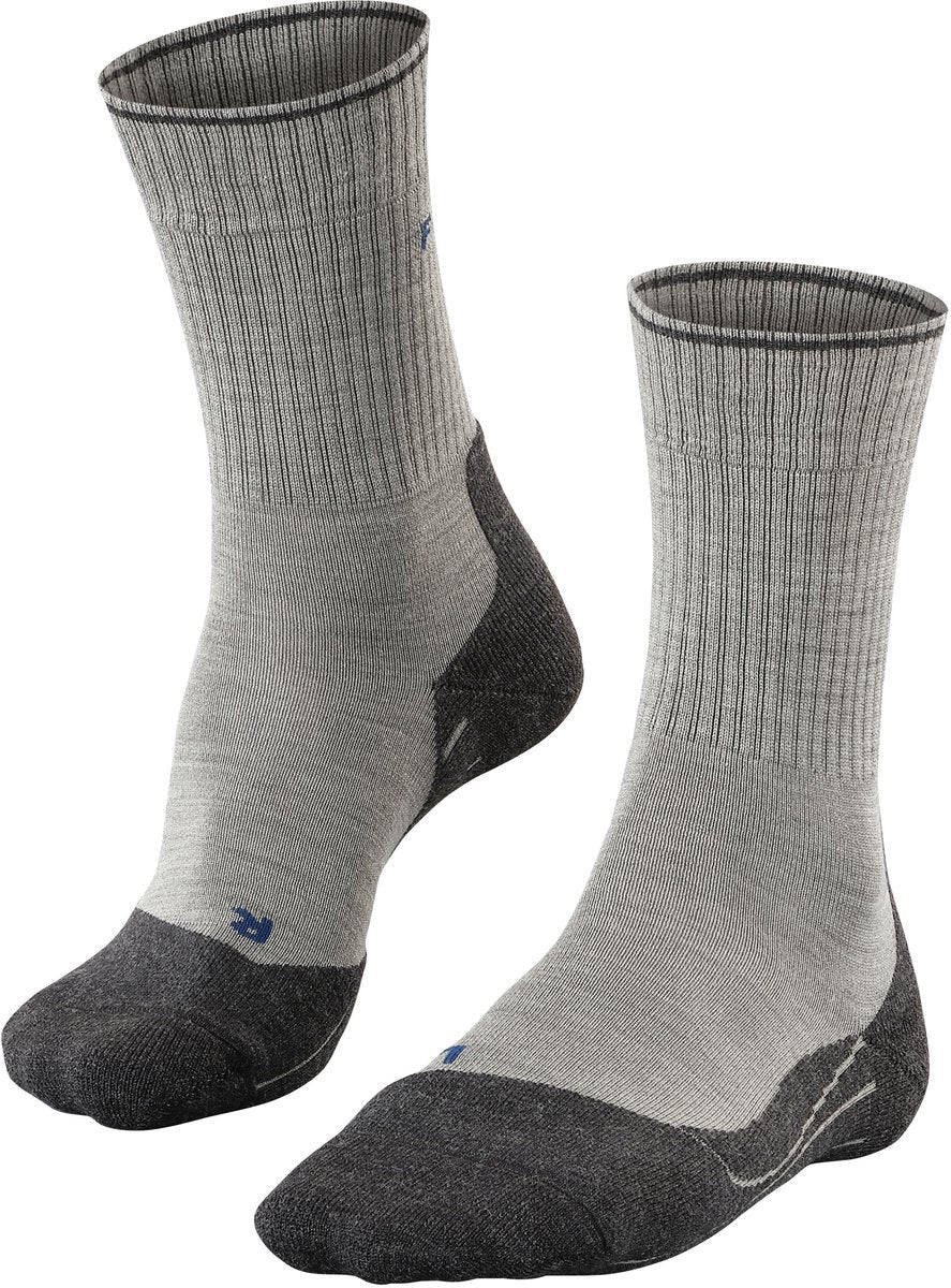 Falke TK2 Explore Wool Silk Medium Wattierung Wolle Funktionsmaterial Wandersocken Herren Grau – Größe 42-43