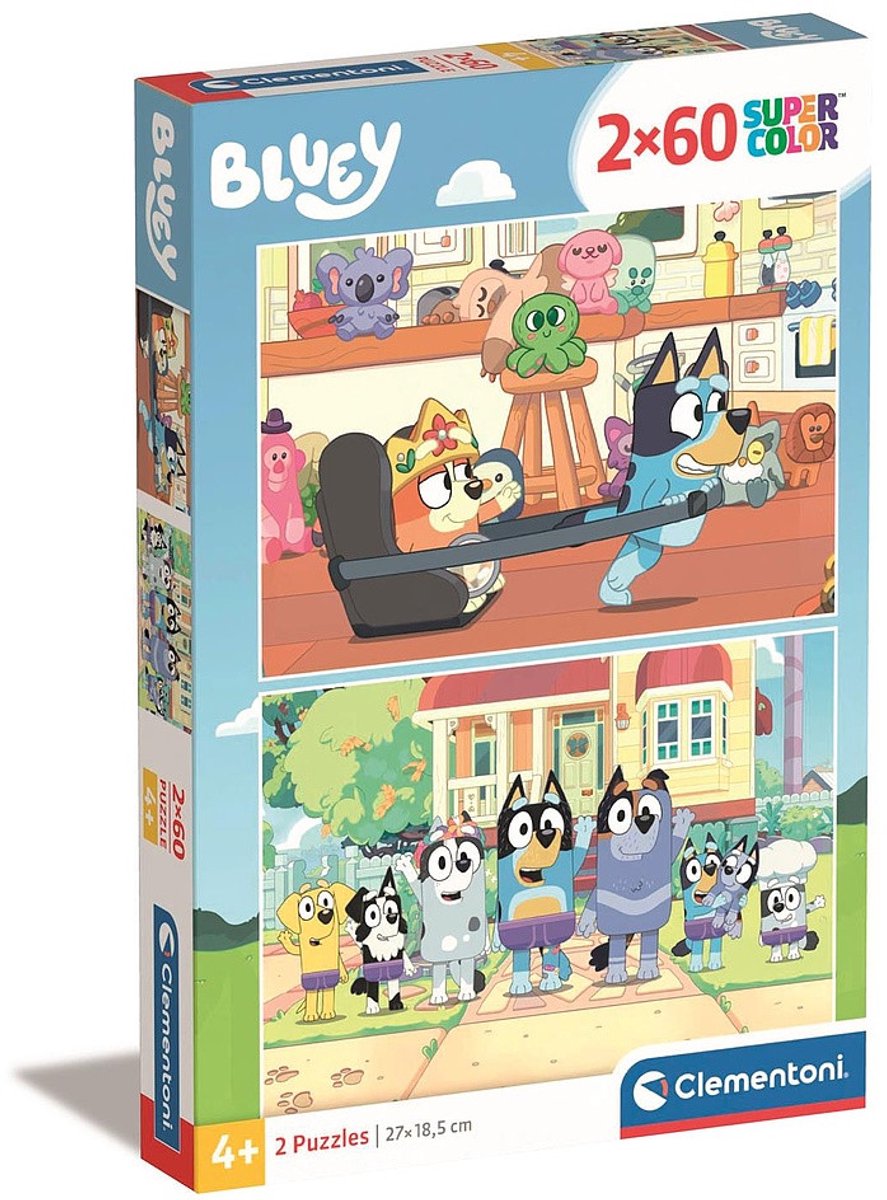 Clementoni Puzzle Superfarbe Blau, 2x60 Teile.