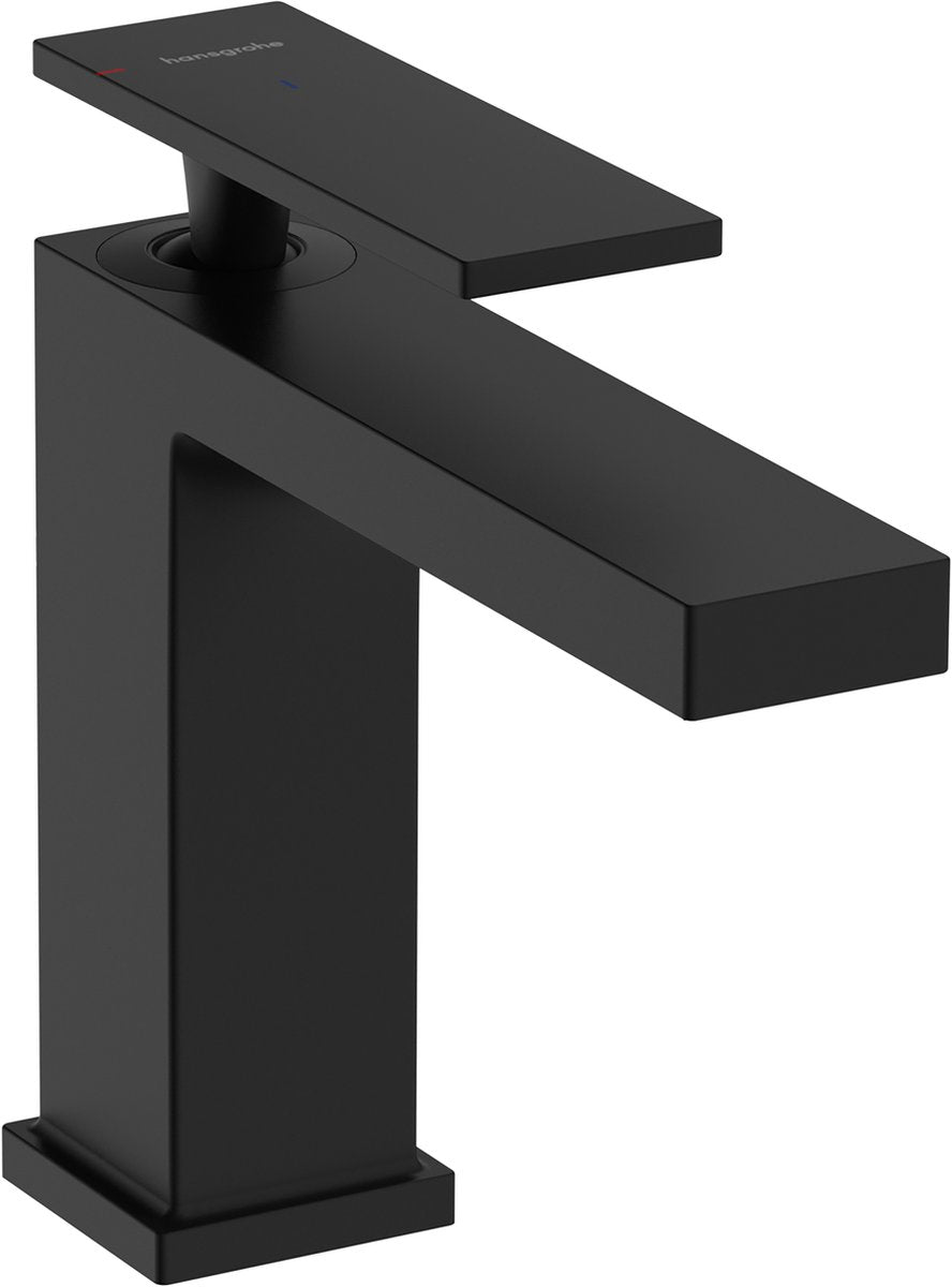 Hansgrohe tecturis e – Waschtischarmatur – Einhebelbedienung – Kaltstart energiesparend – mit Ablaufgarnitur – Größe 110 mm – mattschwarz