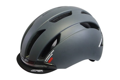 QT Cycle Tech Helm LED Inmold Urban Flux Mat D Grau 52-58 cm 2810388