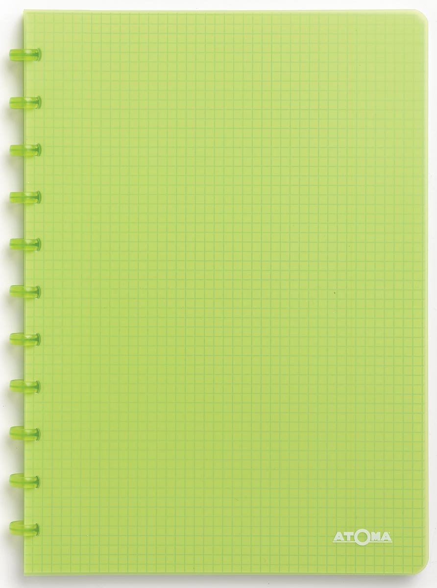 Atoma trendiges Notizbuch – A4 – 144 Seiten – kariert 5 mm – transparent grün – 1 Stück