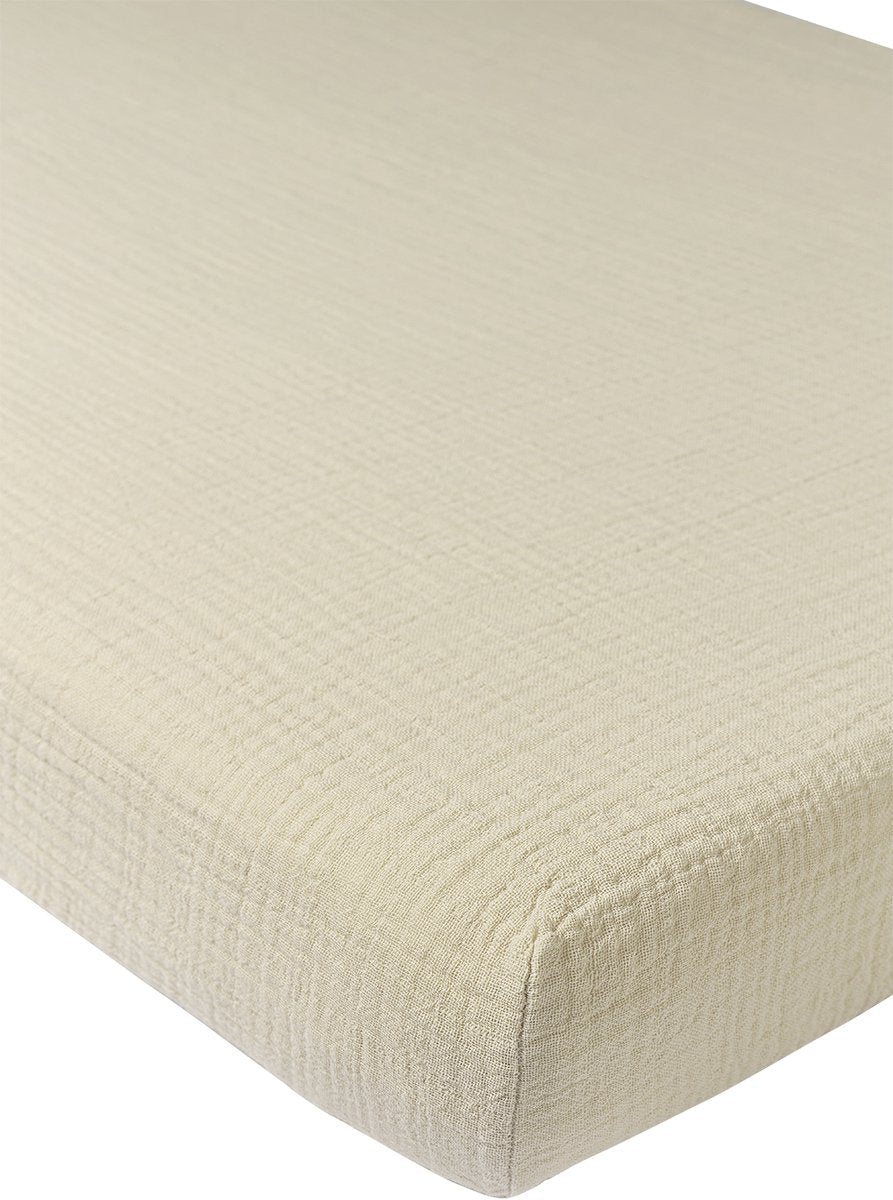 Meyco Baby Uni Spannbettlaken Juniorbett – vorgewaschen hydrophil – weicher Sand – 70 x 140 cm