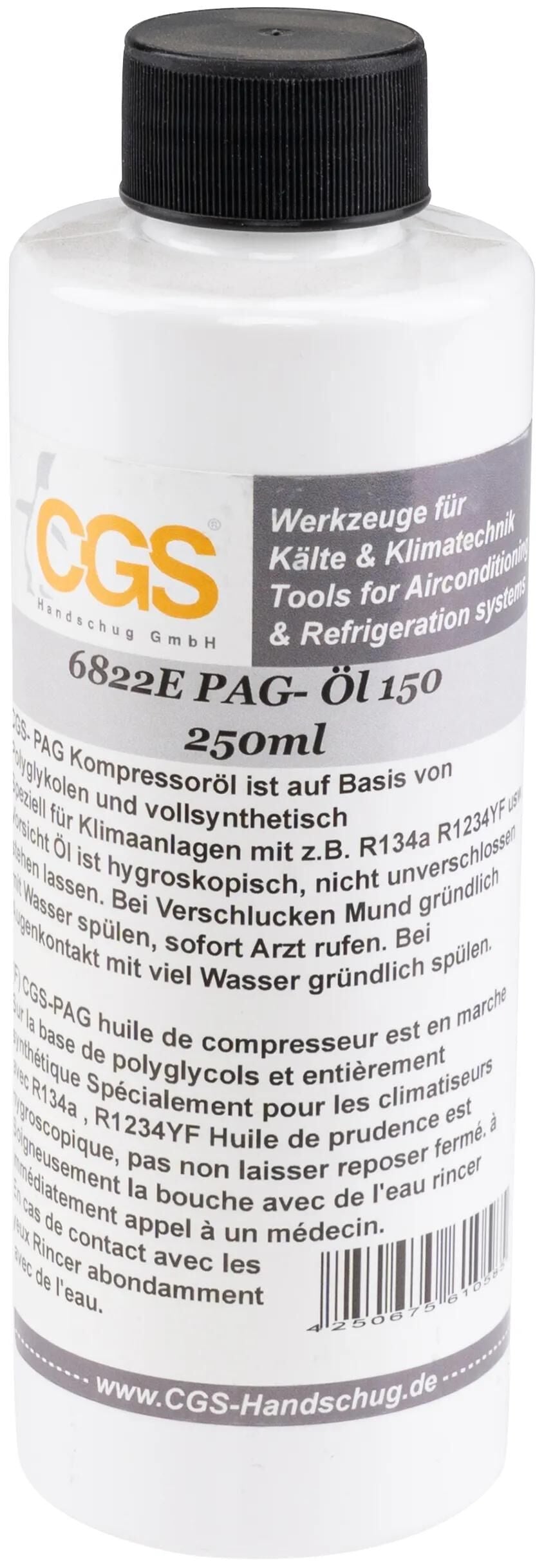CGS-Klimakompressoröl Pag-Öl. Seite Öl 250ml ISO150