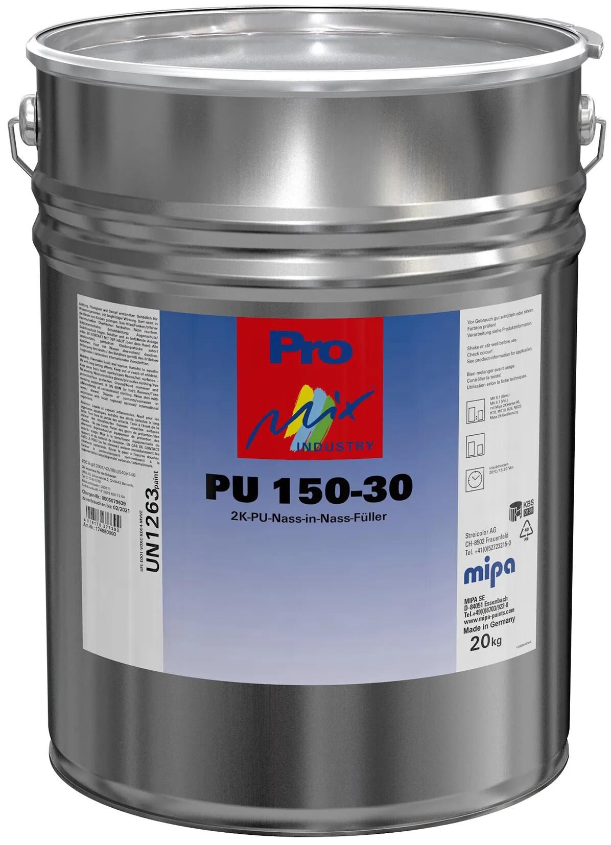 Mipa-Füller für Grundierung PU 150-30. 2K-PU-Spachtelmasse PU 150-30 Pro Mix Indust. 20kg