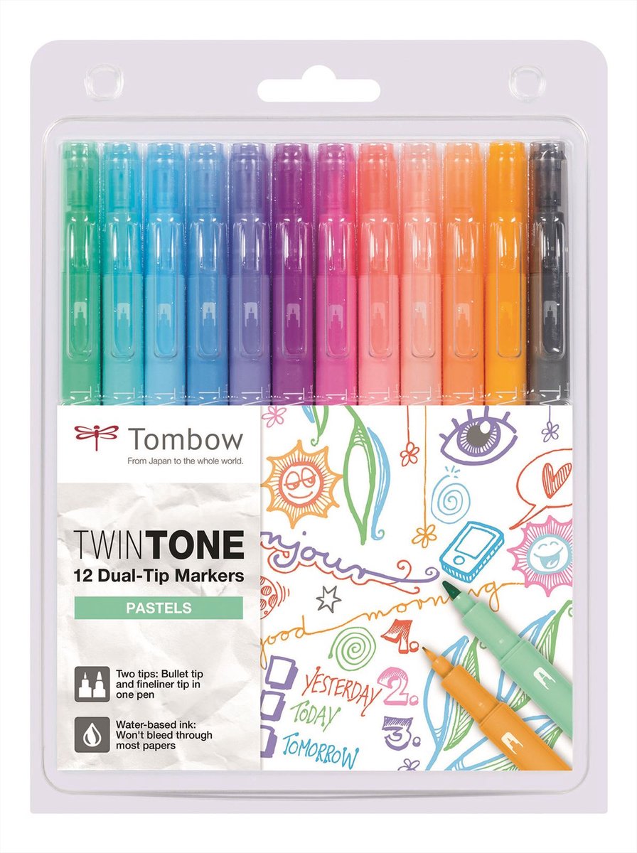 Tombow, das Tombow Twintone Marker-Set der Papierfabrik – Pastellfarben – 12er-Set