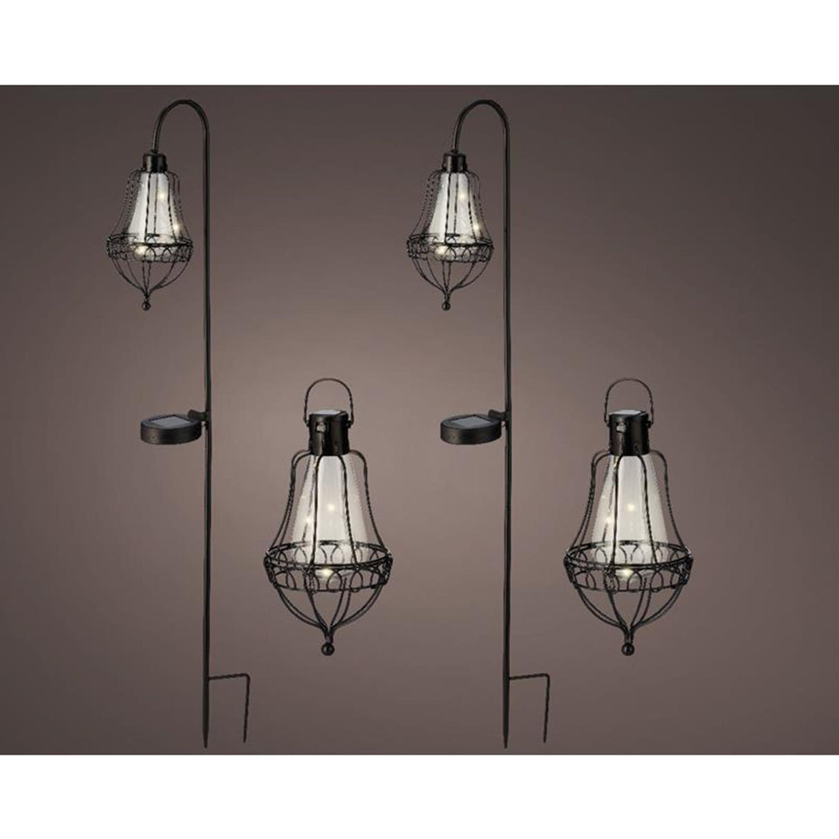 Lumineo LED-Solarlaternen-Set Metall 4-teilig