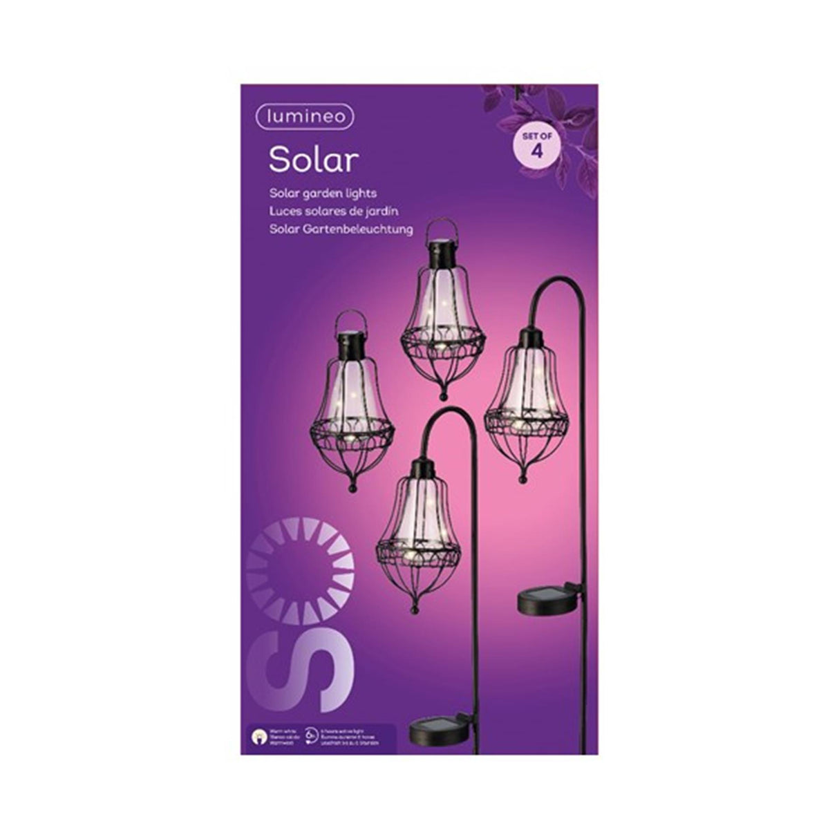 Lumineo LED-Solarlaternen-Set Metall 4-teilig