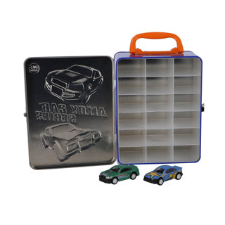 Rapid Wheels Metall-Aufbewahrungsbox mit 2 Druckguss-Freilaufautos | 2 Stk