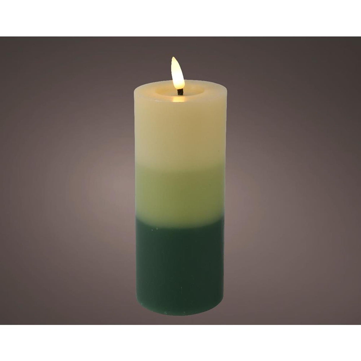 Lumineo LED-Kerze mit Flammeneffekt, Farbverlauf, 15 cm, grün