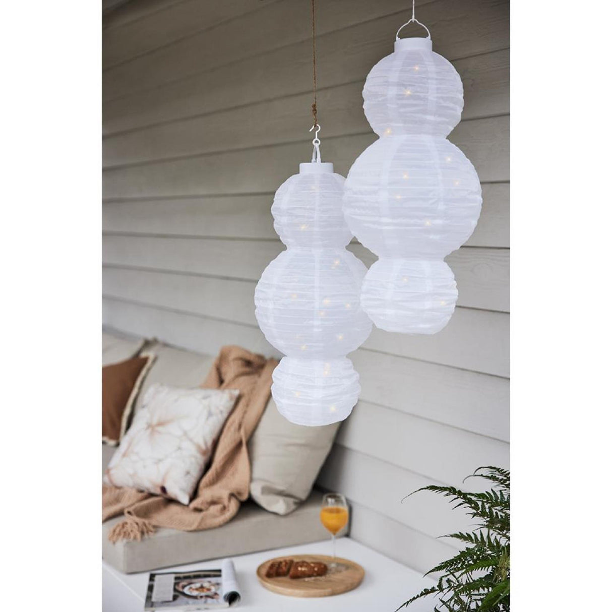 Lumineo Solarlaterne Nylon 58cm weiß