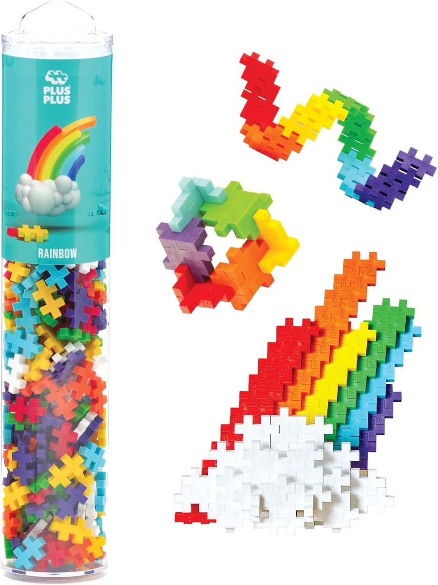 Plus-Plus Tube Regenbogen 240-teiliger Baukasten – 4262 – Konstruktionsspielzeug – Konstruktionsspielzeug – Set mit Bausteinen – ab 5 Jahren