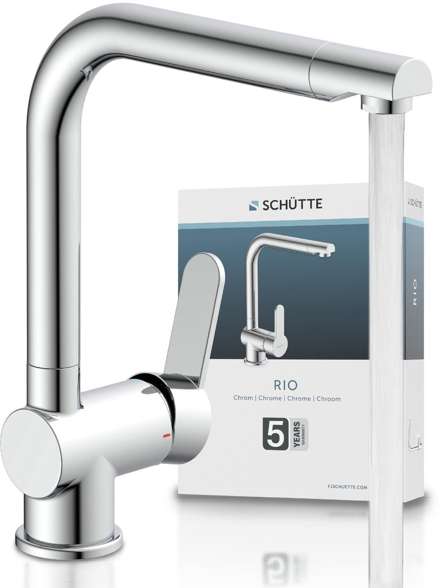 Schütte Rio Design Küchenarmatur - Mischbatterie - hoher, schwenkbarer Auslauf - seitlicher Griff - Chrom