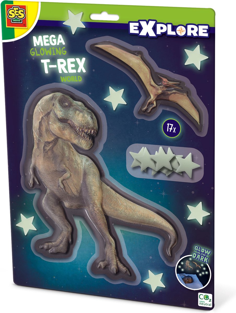 Ses mega leuchtende T-Rex-Welt-Wandaufkleber