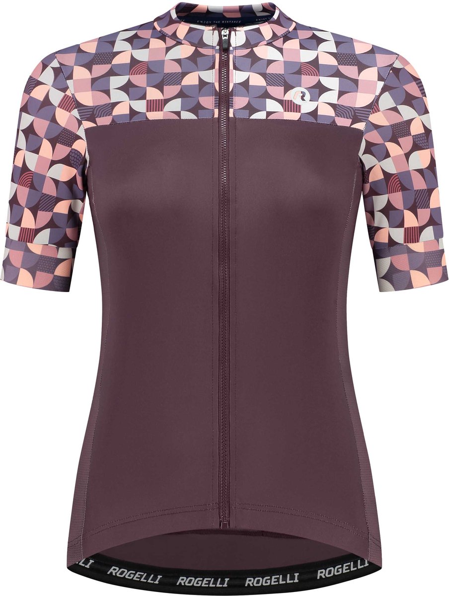 Rogelli essential graphic fietsshirt - korte mouwen - dames - burgundy - maat s